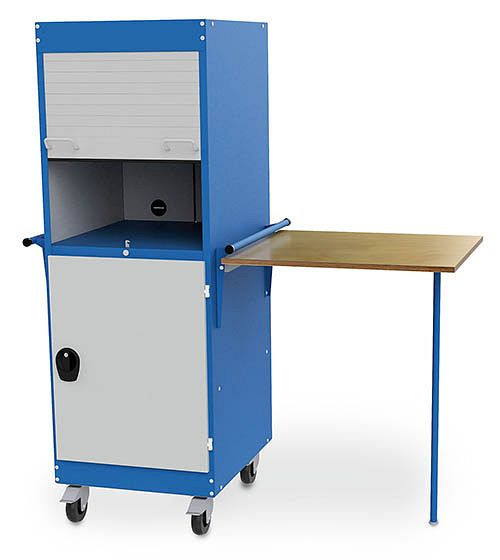 Bedrunka+Hirth Mobiler Kaffestand mit seitlichem Klapp-Tisch, Kunststoffrolladen, Anzahl Flügeltüren: 1, Maße in mm (BxTxH): 600 x 700 x 1757, 04.RC.02
