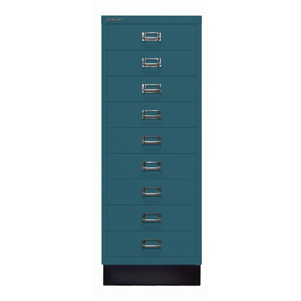 Bisley MultiDrawer™, Inkl. Sockel, DIN A3, 9 Schubladen, 653 ozeanblau, L39A39S653