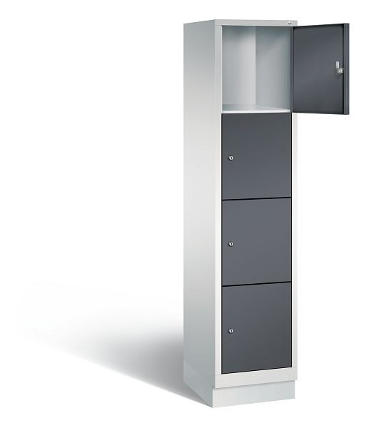 C+P Schließfachschrank Evolo, H1800xB420xT500mm, Farbe: Lichtgrau / Schwarzgrau, 48020-124 S10051