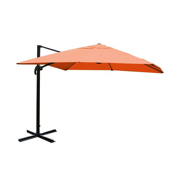 Mendler Gastronomie-Ampelschirm HWC-A96, 3x4m (Ø5m) Polyester Alu/Stahl 26kg, terracotta ohne Ständer, drehbar, 134324+122472