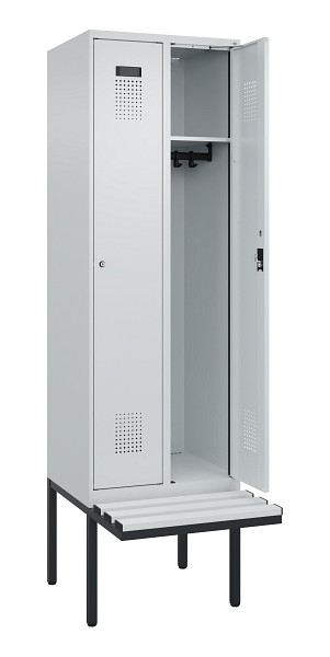 C+P Spind Evolo PLUS, 2 Abteil, 2120x600x815mm, 7035/7035, Zylinderschloss, Material Sitzfläche Kunststoff, 0490407-20 S10094