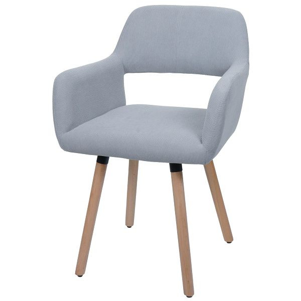 Mendler Esszimmerstuhl HWC-A50 II, Stuhl Küchenstuhl Polsterstuhl, Holz Stoff/Textil Cord (400g/m²) FSC®, hellgrau, 108879