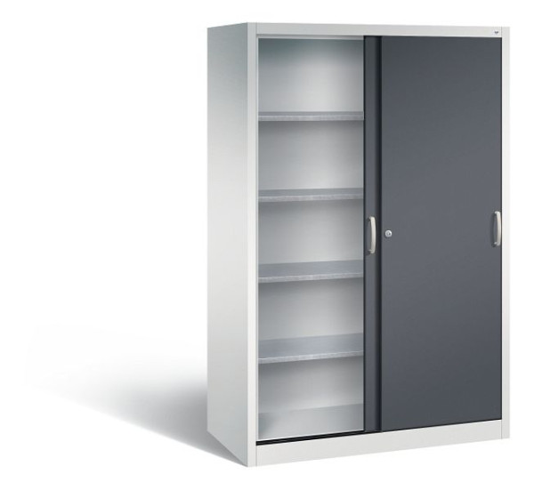 C+P Schiebetürenschrank Acurado, H1950xB1200xT600mm, Farbe: Lichtgrau / Schwarzgrau, Bügelgriff, 2069-00 S10081