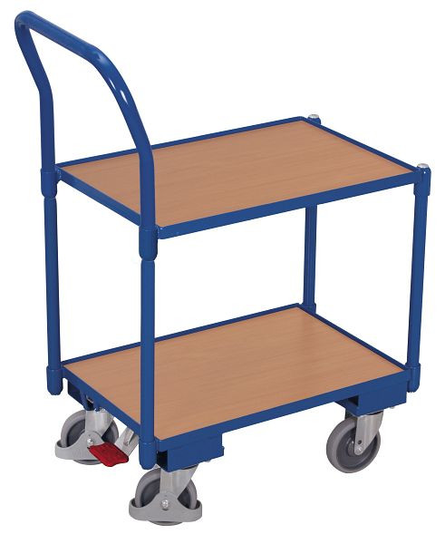 VARIOfit Euro-System-Roller mit 2 Ladeflächen (10 mm Rand) und Schiebebügel, Ladehöhe: 225 / 655 mm, RAL 5010 enzianblau, sw-410.552