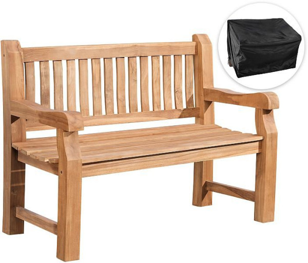 CLP Teakbank Jackson 120 cm mit Abdeckhaube, teak, 324319
