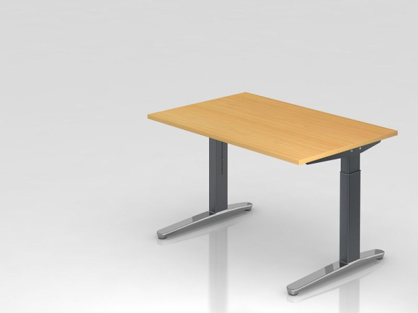 Hammerbacher Schreibtisch C-Fuß 120x80cm Buche/Graphit (Poliert), Rechteckform, VXB12/6/GC