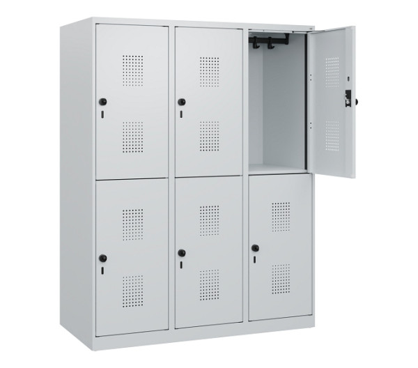 C+P Doppelstöckiger Spind Evolo PLUS, 6 Fächer, 1530x1200x500mm, 7035/7035, Drehriegel, 0493005-32 S10013
