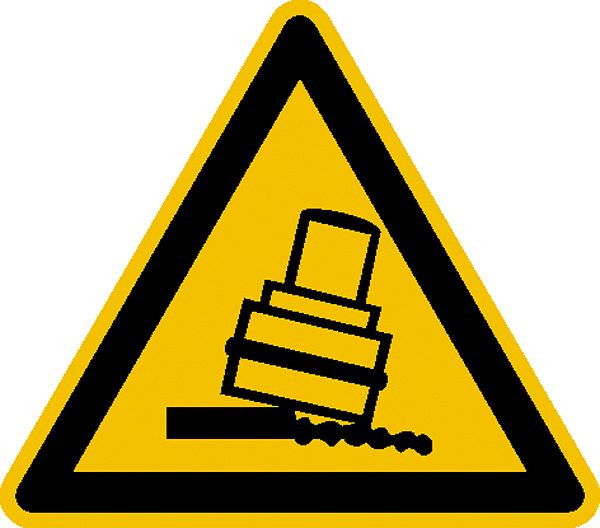 SafetyMarking Warnschild, Warnung vor Kippgefahr beim Walzen, Länge 10 cm, Folie, selbstklebend, 21.0322