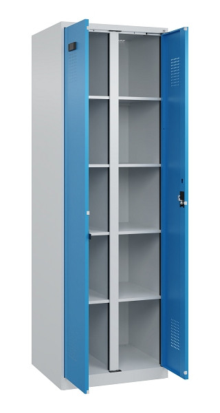 C+P Wäsche-Spind Evolo PLUS, 2 Abteile, 1850x600x500mm, 7035/5012, Verschluss Zylinderschloss, 049002-20B S10034
