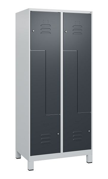 C+P Z-Spind Classic PLUS, Füße, 4 Abteile, 1800x800x500mm, 7035/7016, Zylinderschlösser, 0800137-224 S10023