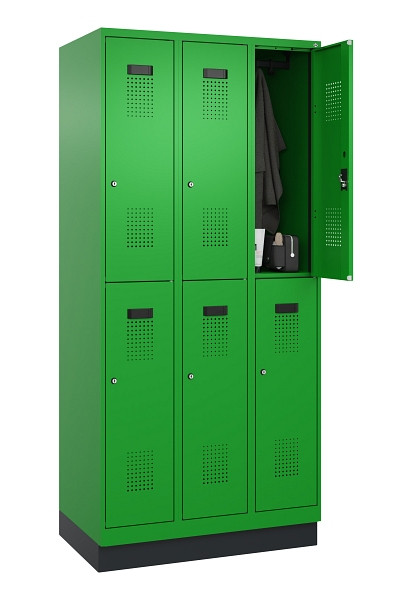 C+P Doppelstöckiger Spind Evolo PLUS, mit Sockel, 6 Fächer, 1950x900x500mm, 6037, Zylinderschloss, 049320-30 S10053