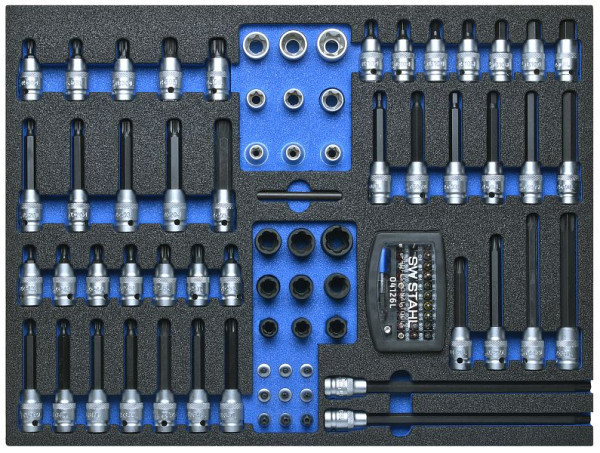 SW-Stahl Werkstattwagensortiment, Schraubendreheinsätze 1/4" und 1/2", 102-teilig, für Werkstattwagen 07050L, Z3010-4