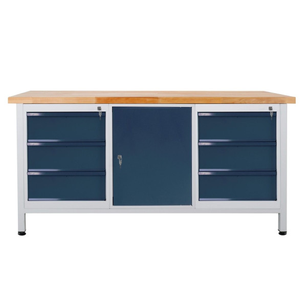 ADB Werkbank Packtisch 1700x840x600 mm 6 Schubladen + 1 Tür, 43738