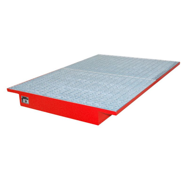 STEIN HGS Einhängewanne EHW, 3mm Stahlblech, verzinktes Gitterrost, 200 Liter, RAL 3000 feuerrot, Gesamthöhe 160 mm, lackiert, 79201.0002