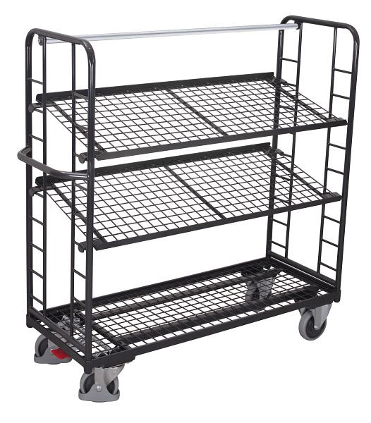VARIOfit Etagenwagen mit 3 Drahtgitterböden, Außenmaße: 1.510 x 550 x 1.535 mm, RAL 7016 anthrazitgrau, sw-540.225/AG