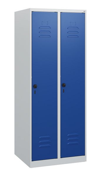 C+P Umkleidespind Classic PLUS, 2 Abteile, 1530x600x500mm, 7035/5010, Drehriegel, 0800005-20 S10021