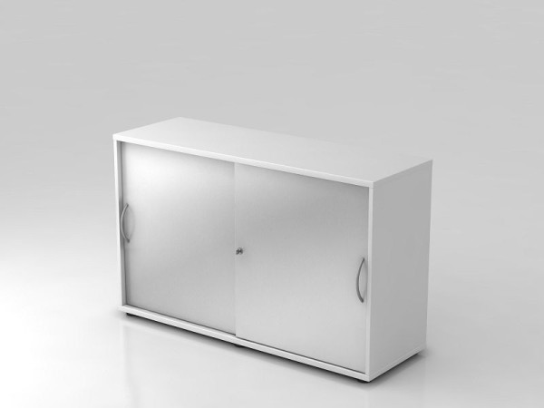 Hammerbacher Schiebetürschrank 2OH 120cm Bogengriff Weiß/Silber, 120x40x74,8 cm (BxTxH), V1752S/W/S/BM