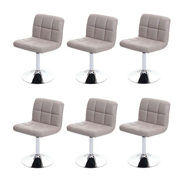 Mendler 6er-Set Esszimmerstuhl Drehstuhl Stuhl Kavala Kunstleder Chrom, taupe-grau, 3x74176