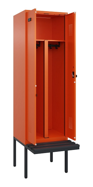 C+P PSA Doppel-Spind Evolo PLUS, Bank, 2 Abteile, 2120x600x815mm, 2004/2004, Drehriegel, Material Sitzfläche Kunststoff, 0490427-20P S10077