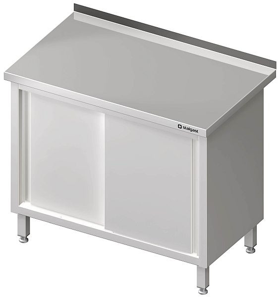 Stalgast Arbeitsschrank mit Schiebetüren, 1300x700x850 mm, mit Aufkantung, verschweißt, VAS13702A