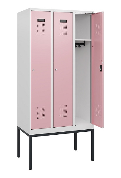 C+P Spind Evolo PLUS, Gestell, 3 Abteile, 1950x900x500mm, 9016/3015, Zylinderschloss, 0490305-30 S10045