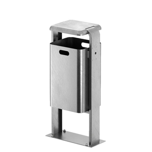 Stein HGS Abfallbehälter -City 200- mit Abdeckung, zum Aufschrauben, mit Ascher, Behälter und Ständer ohne Farbe, Stahl, feuerverzinkt, 12652-0201