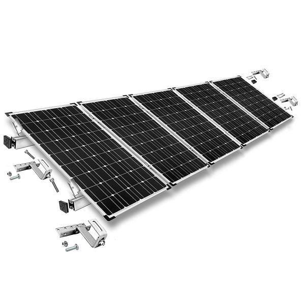 Offgridtec Befestigungskit mit Dachhaken 3-fach verstellbar (für Dachziegel) für Schrägdachmontage 5 Solarpanels Rahmenhöhe 40mm, 8-01-013775-017