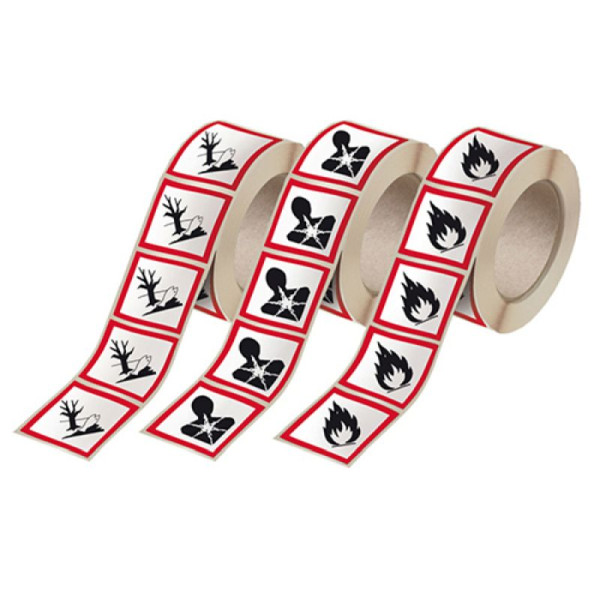 Stein HGS GHS-Gefahrstoffsymbole, VE: 500 Stück auf Rolle, Leicht / Hochentzündlich, 31.b1014