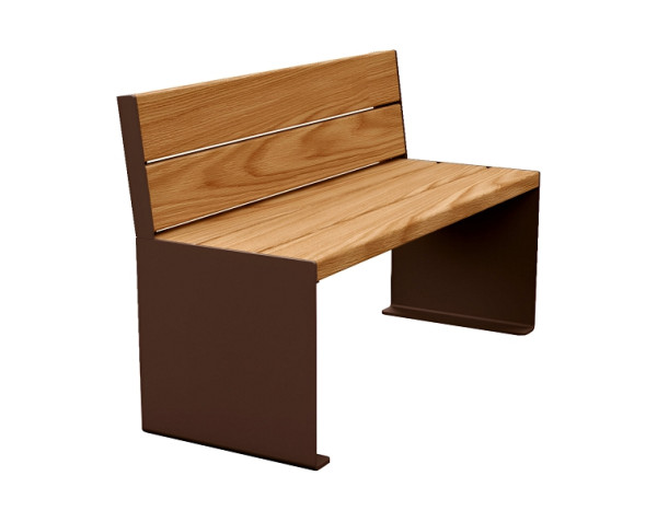 Procity Sitzbank Kube, 1200 mm, Mit Rückenlehne Stahl & Holz Ohne Armlehnen, helle Eiche/RAL 8017, 306380.8017.CHEC