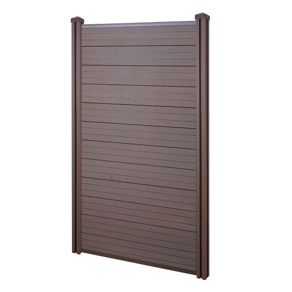 Mendler WPC-Sichtschutz Sarthe, Windschutz Zaun, WPC-Pfosten, Basiselement schmal, 100cm braun, 76149+76150