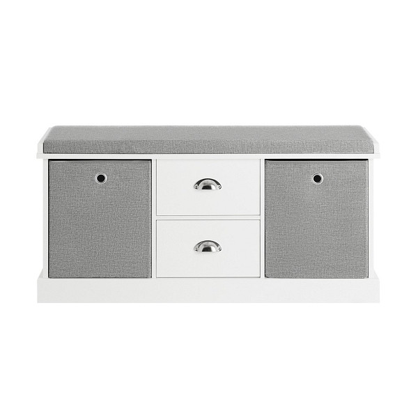 SoBuy Schuhbank mit 2 Schubladen Hellgrau 100x35x50cm, Modern, FSR66-HG