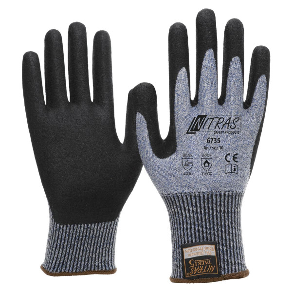 NITRAS TAEKI Schnittschutzhandschuhe, blau, Nitrilschaum-Beschichtung, Größe: 6, VE: 100 Paar, 6735-6