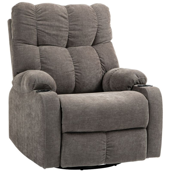HOMCOM Relaxsessel mit Fußstütze, Loungesessel modern drehbar bis 150 kg, Stahlrahmen, 88x96x108cm, Hellbraun, 839-974V00LR