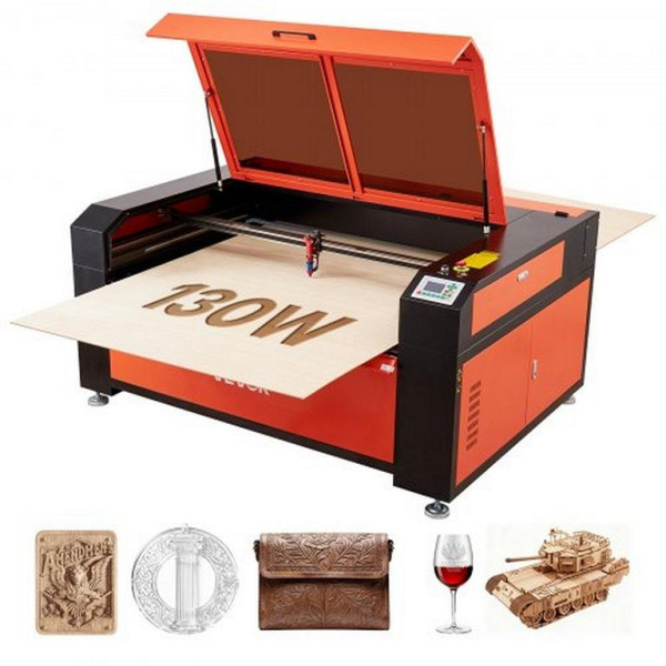 VEVOR CO2-Lasergravierer 130W, 1400x900mm, Wasserkühler, 2-Wege-Air-Assist, 1200mm/s, für Holz, Acryl & Glas, EYHTJGDKJLDSNZ4E3001V2