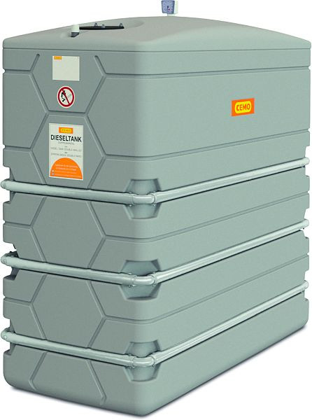 Cemo CUBE Dieseltank 2000 l Slimline Klappdeckel mit Auffangwanne, 11664