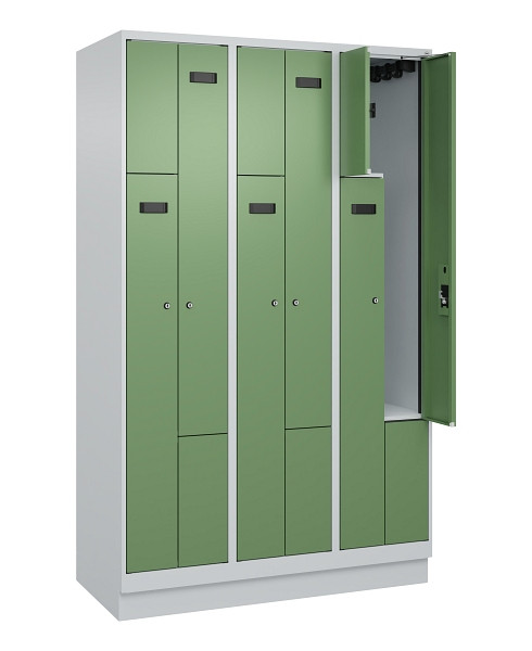 C+P Z-Spind Evolo PLUS, Sockel, 6 Fächer, 1950x1200x500mm, 7035/6011, Zylinderschloss, 049023-326 S10037