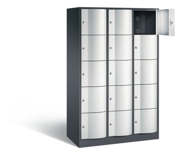 C+P Schließfachschrank Resisto, H1950xB1148xT540mm, Farbe: Schwarzgrau / Lichtgrau, 8570-372 S10389