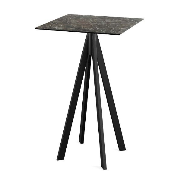 Feros Infinity Stehtisch Schwarz gestell + Galaxy Marble HPL 70x70 cm, 120041577