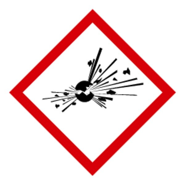 Schilder Klar GHS Gefahrensymbol 01: Explodierende Bombe, auf Rolle à 500 Stück, 50x50 mm Folie selbstklebend, 469/41