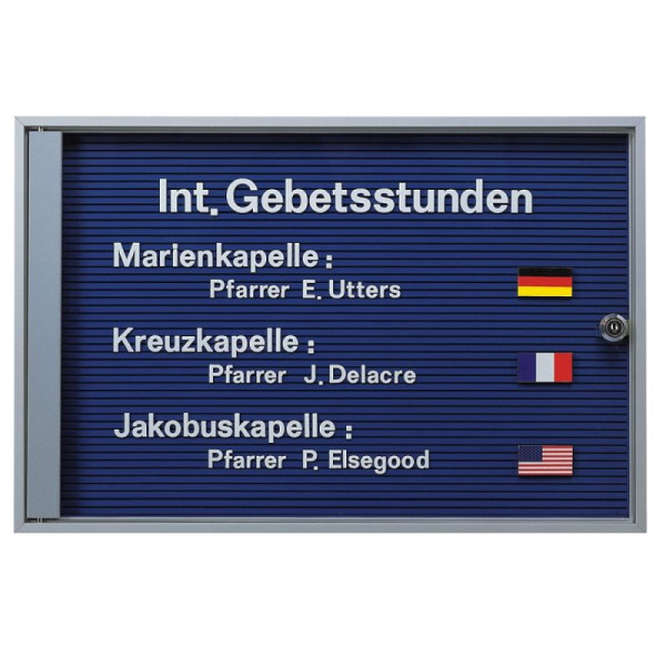 Stein HGS Schaukasten -Infomedia SK- mit Sicherheitsschloss, Scriptblech, weiß, silber eloxiert, Maße (BxH): 680 x 460 mm (DIN A2), 21459-01