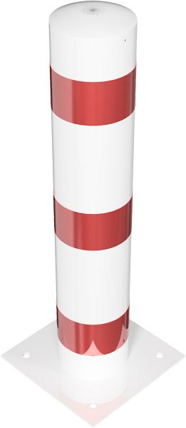 Schake Absperrpfosten Typ 40193BL -ortsfest-, zum Befüllen mit Beton, zum Aufdübeln mit Bodenplatte 360x360mm, Stahlrohr Ø 193mm, 40193BL