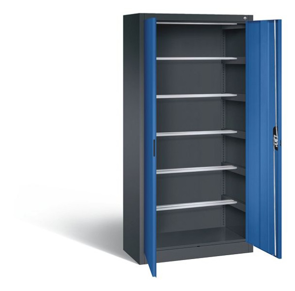 C+P Büroschrank Acurado, H1950xB930xT400mm, Farbe: Schwarzgrau / Enzianblau, Muldengriff, 9260-600 S10346