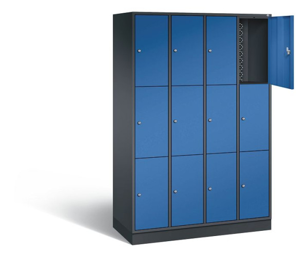 C+P Schließfachschrank Intro, H1950xB1220xT490mm, Farbe: Schwarzgrau / Enzianblau, 8370-401 S10019