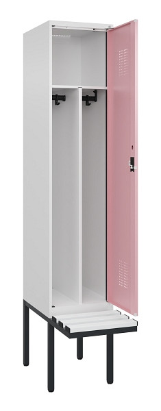C+P Spind Evolo PLUS, 1 Abteile, 2120x400x815mm, 9016/3015, Haken 4, Zylinderschloss, Sitzfläche Kunststoff, Trennwand, 0490407-12F S10107