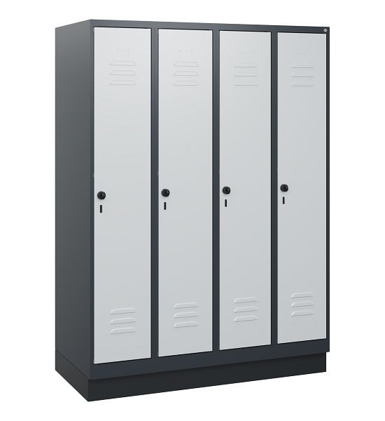C+P Umkleidespind Classic PLUS, Sockel, 4 Abteile, 1630x1200x500mm, 7016/7035, Drehriegel, 0800205-40 S10013