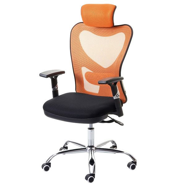 Mendler Bürostuhl HWC-F13, Schreibtischstuhl Drehstuhl, Sliding-Funktion 150kg belastbar Stoff/Textil, schwarz/orange, 69220