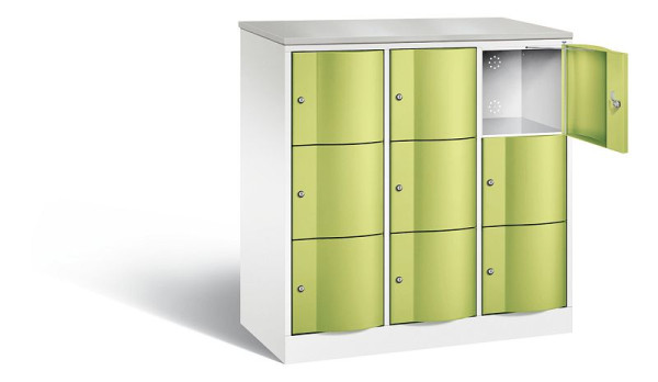 C+P Schließfachschrank Resisto, H1255xB1148xT540mm, Farbe: Verkehrsweiß / Viridingrün, 8573-372 S10728