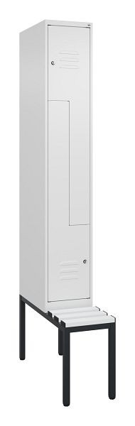 C+P Z-Spind Classic PLUS, mit untergebauter Sitzbank, 2 Abteile, 2120x300x815mm, 9016/9016, Zylinderschlösser, 0800537-102 S10059