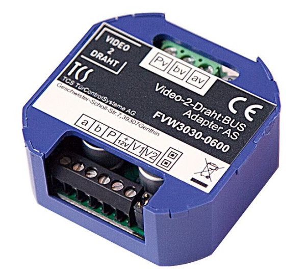 TCS Video-2-Draht:BUS-Adapter zur Ankopplung von Video-Außenstationen in 6-Draht-Technik an das Video-2-Draht:BUS, FVW3030-0600