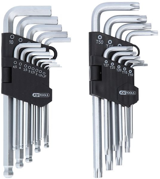 KS Tools Winkelstiftschlüssel-Satz, Torx, Innensechskant, 22-teilig, 151.4000